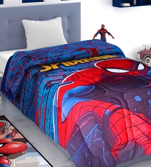 Blue Polyester Kids Printed Single Bed Comforter