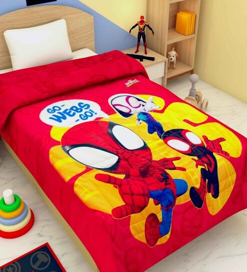 Red Polyester Kids Printed Single Bed Comforter