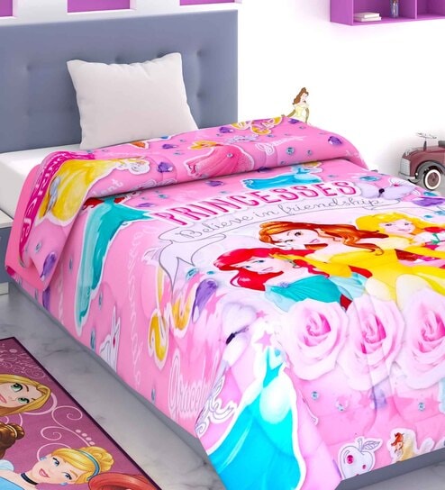 Pink Polyester Kids Printed Single Bed Comforter