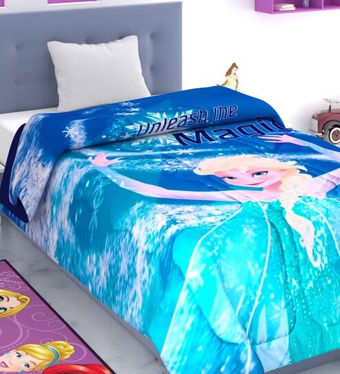 Blue Polyester Kids Printed Single Bed Comforter