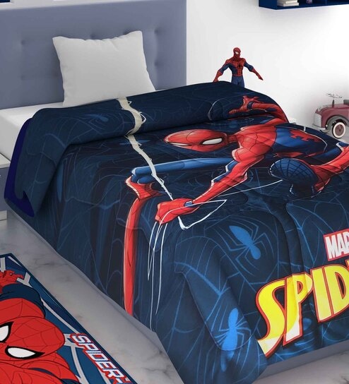 Blue Polyester Kids Printed Single Bed Comforter