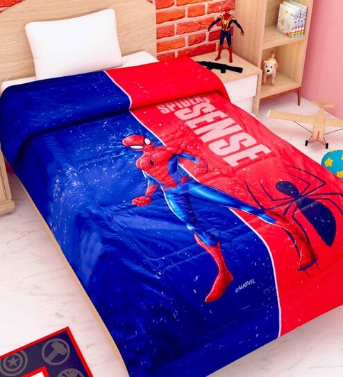 Blue Polyester Kids Printed Single Bed Comforter
