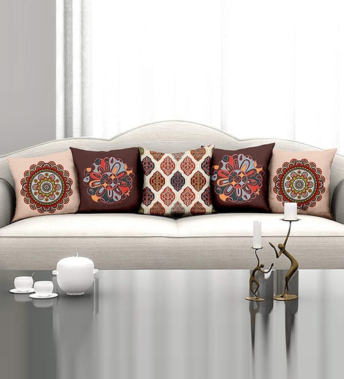 Multicolor Polyester Traditional 16x16 inches Cushion Covers (Pack of 5)