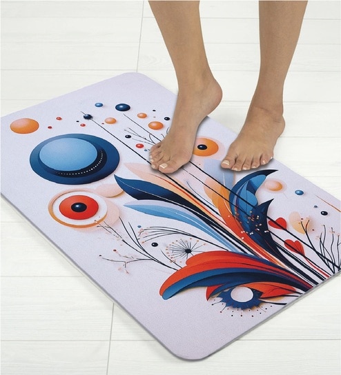 Modern Abstract Printed Rubber 22x14 Inches Anti Skid Bath Mat