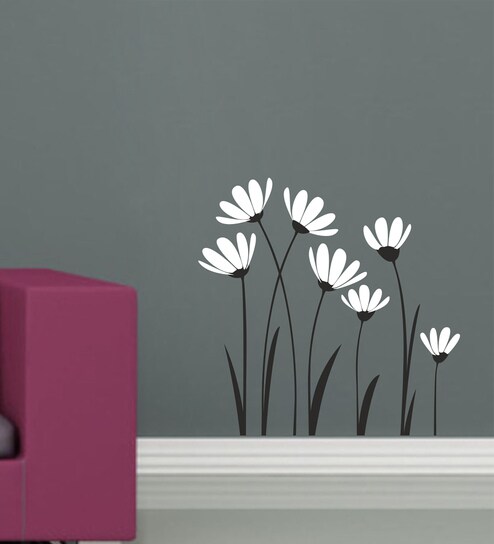 Buy Multicolour Pvc Vinyl White Flowers Wall Sticker By Decorkafe