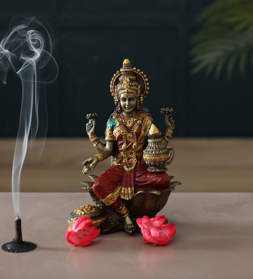 Multicolor Resin Goddess Lakshmi Idol