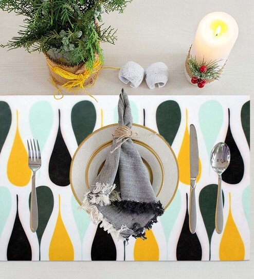 Magic Drop (18x12) Multicolor Rubber (Set of 7) Table Linen Set