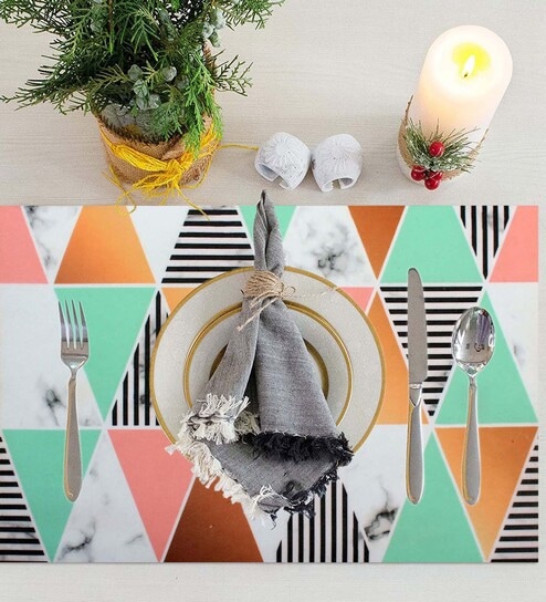 Magic Triangle (18x12) Multicolor Rubber (Set of 5) Table Linen Set
