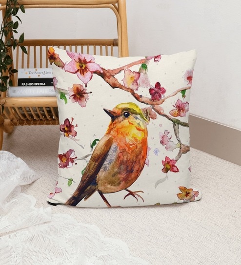 Multicolor Satin Floral 16x16 inches Cushion Covers (1Pc)