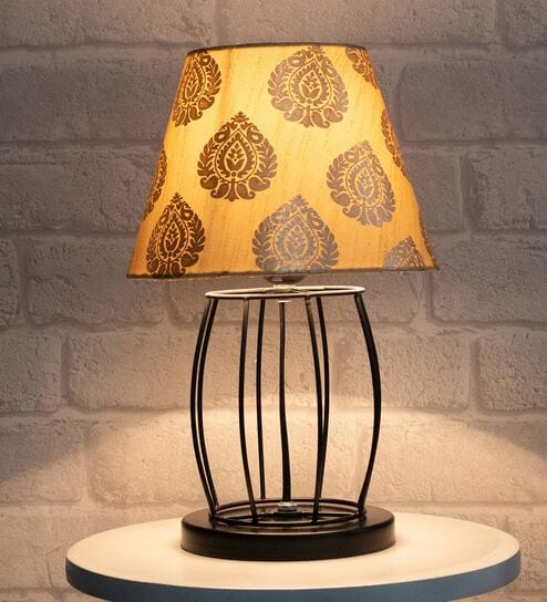 Multicolor Shade Table Lamp With Metal Base