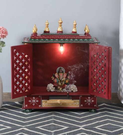 Sheesham Wood & MDF Floor Rested Mandir With Door