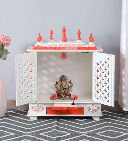 Sheesham Wood & MDF Pooja Mandir With Door