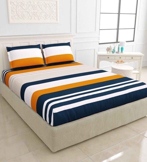 Multicolor Solid 150 TC Cotton Double Bedsheet With 2 Pillow Covers Collection