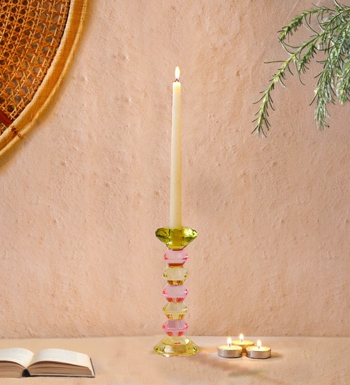 Multicolor Torrian Crystal Candle Holder - Medium