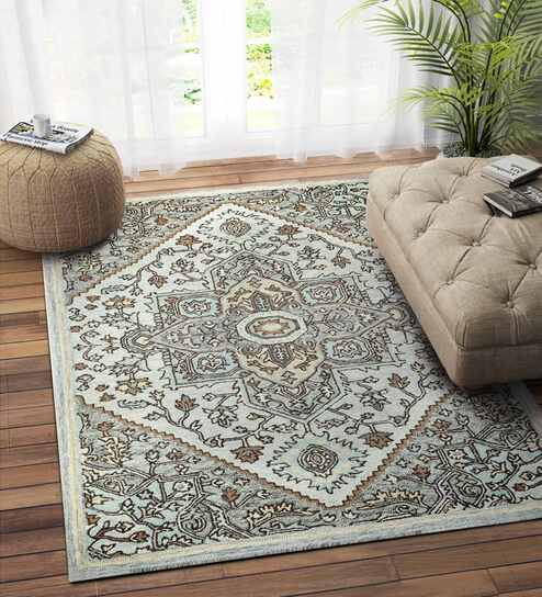 Multicolor Traditional Wool 5ft x 8 ft Hand Tufted Carpet