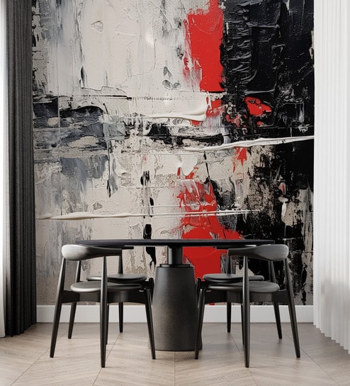 Crimson Fracture Abstract Vinyl Abstract Self Adhesive Wallpaper (3 ft X 3 ft)