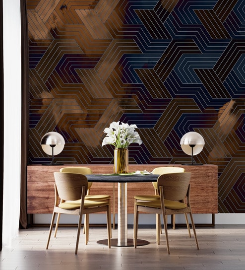 Bronze Hexagon Pattern Vinyl Abstract Self Adhesive Wallpaper (3 ft X 3 ft)