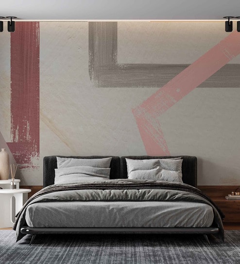 Rose Grey Geometry Vinyl Abstract Self Adhesive Wallpaper (3 ft X 3 ft)
