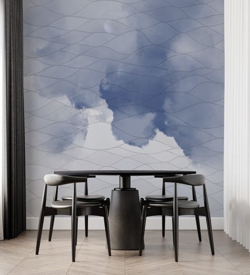 Indigo Cloud Wash Vinyl Abstract Self Adhesive Wallpaper (3 ft X 3 ft)