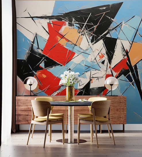 Bold Cubist Abstract Vinyl Abstract Self Adhesive Wallpaper (3 ft X 3 ft)
