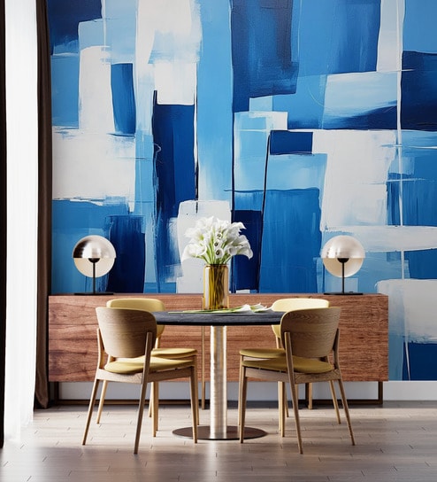 Cobalt Block Abstract Vinyl Abstract Self Adhesive Wallpaper (3 ft X 3 ft)