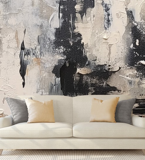 Charcoal Wash Abstract Vinyl Abstract Self Adhesive Wallpaper (3 ft X 3 ft)