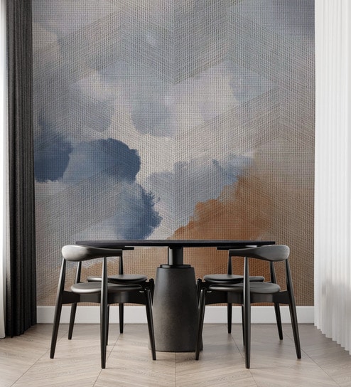 Dusty Blue Cloudscape Vinyl Abstract Self Adhesive Wallpaper (3 ft X 3 ft)