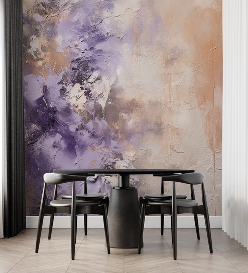 Violet Sunset Abstract Vinyl Abstract Self Adhesive Wallpaper (3 ft X 3 ft)