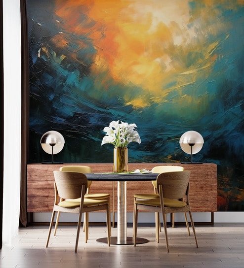 Blazing Sky Abstract Vinyl Abstract Self Adhesive Wallpaper (3 ft X 3 ft)