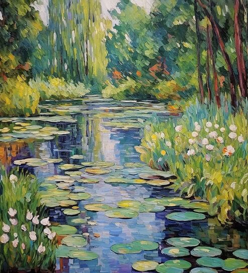 Willow Pond Reflection Vinyl Decorative Self Adhesive Wallpaper (3 ft X 3 ft)