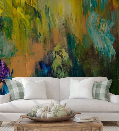 Citrus Splash Abstract Vinyl Decorative Self Adhesive Wallpaper (3 ft X 3 ft)