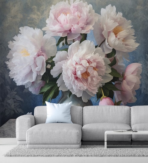 Charcoal Peony Bouquet Vinyl Decorative Self Adhesive Wallpaper (3 ft X 3 ft)