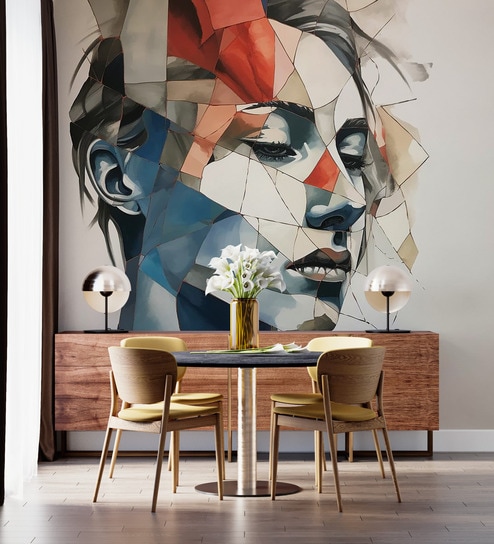Abstract Portrait Study Vinyl Decorative Self Adhesive Wallpaper (3 ft X 3 ft)