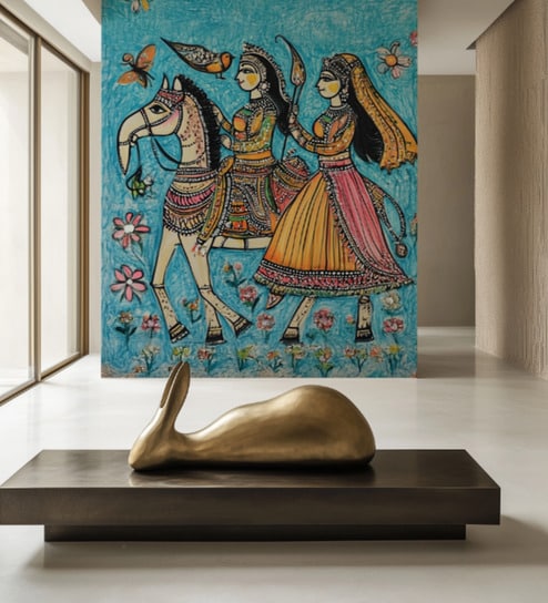 Royal Folk Horse Rider Vinyl Decorative Self Adhesive Wallpaper (3 ft X 3 ft)
