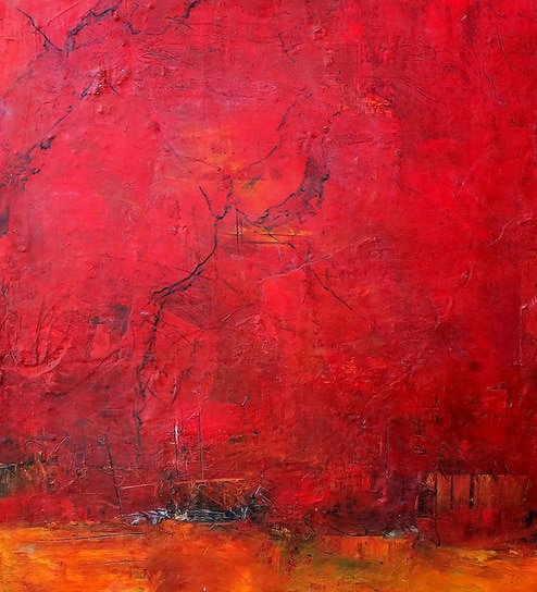 Crimson Abstract Texture Vinyl Decorative Self Adhesive Wallpaper (3 ft X 3 ft)