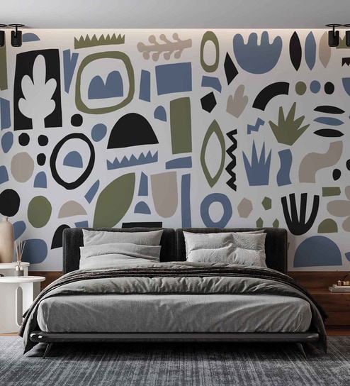 Mid-Century Shape Mosaic Vinyl Decorative Self Adhesive Wallpaper (3 ft X 3 ft)