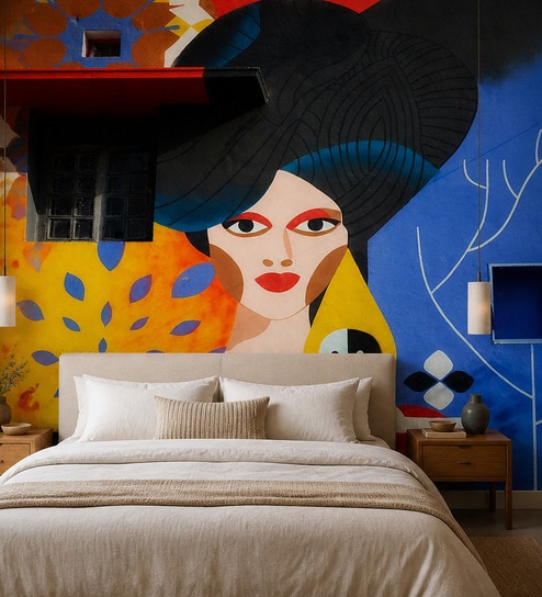 Pop Art Portrait Vinyl Decorative Self Adhesive Wallpaper (3 ft X 3 ft)