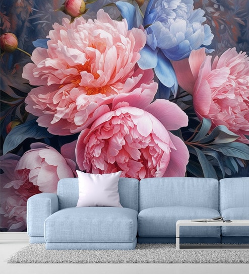Classic Peony Bouquet Vinyl Floral Self Adhesive Wallpaper (3 ft X 3 ft)