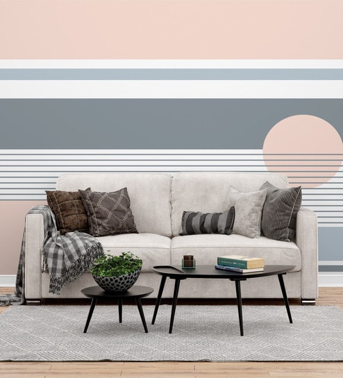 Blush Stripe Geometry Vinyl Geometric Self Adhesive Wallpaper (3 ft X 3 ft)
