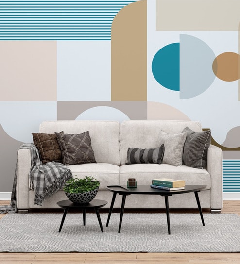 Soft Pastel Blocks Vinyl Geometric Self Adhesive Wallpaper (3 ft X 3 ft)