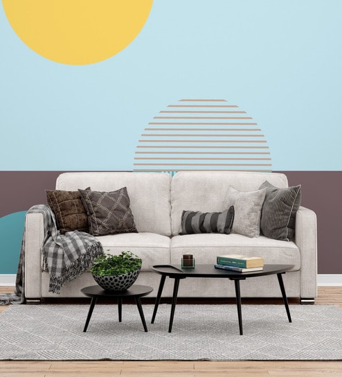 Sunburst Stripe Geometry Vinyl Geometric Self Adhesive Wallpaper (3 ft X 3 ft)