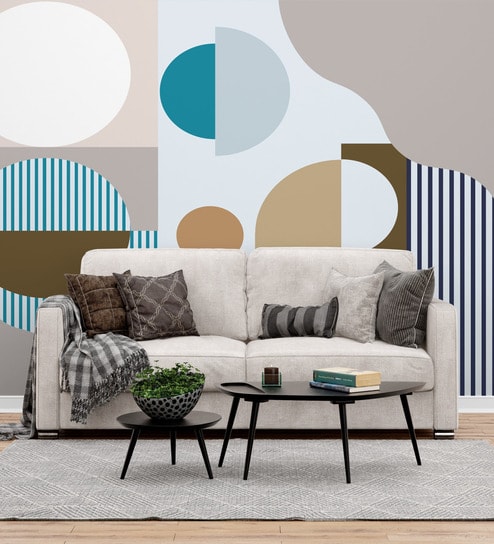 Coastal Geometric Blend Vinyl Geometric Self Adhesive Wallpaper (3 ft X 3 ft)