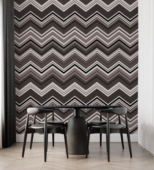 Zigzag Chevron Pattern Vinyl Geometric Self Adhesive Wallpaper (3 ft X 3 ft)