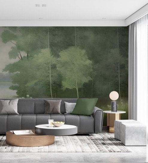Sage Green Texture Vinyl Landscape Self Adhesive Wallpaper (3 ft X 3 ft)