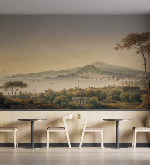 Sepia Mountain Vista Vinyl Vintage Self Adhesive Wallpaper (3 ft X 3 ft)
