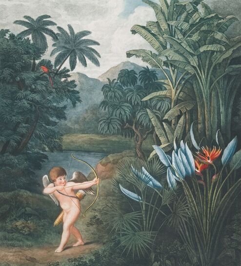 Classic Cherub Garden Vinyl Vintage Self Adhesive Wallpaper (3 ft X 3 ft)