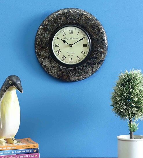 Multicolor Wood Analog Wall Clock