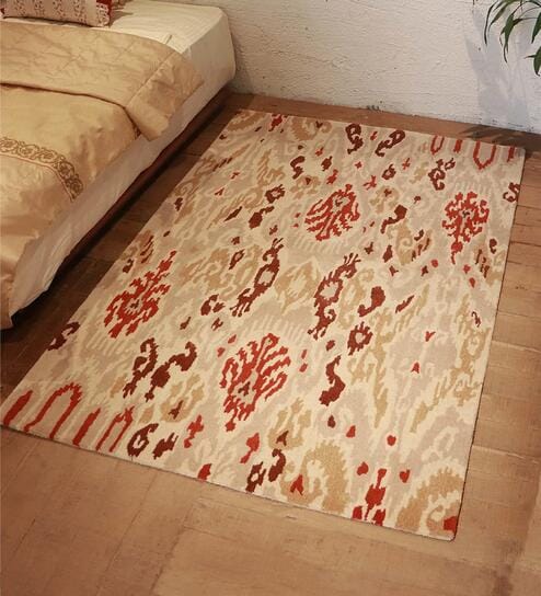 Multicolor Abstract Wool 4 ft x 6 ft Hand Tufted Carpet by Zeba