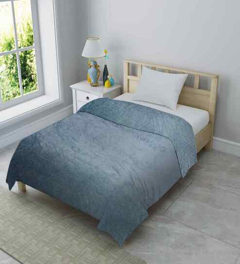 Light Grey Wool Geometric 320 GSM Silky Super Soft Single Bed Blanket