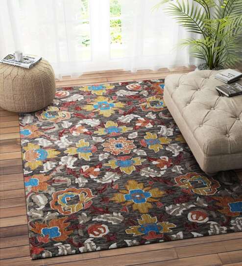 Multicolor Wool Suzani 8 x 5 Feet Hand Tufted Carpet